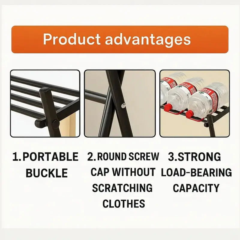 Foldable Metal Clothes Drying Rack with Shoe Storage Shameer 