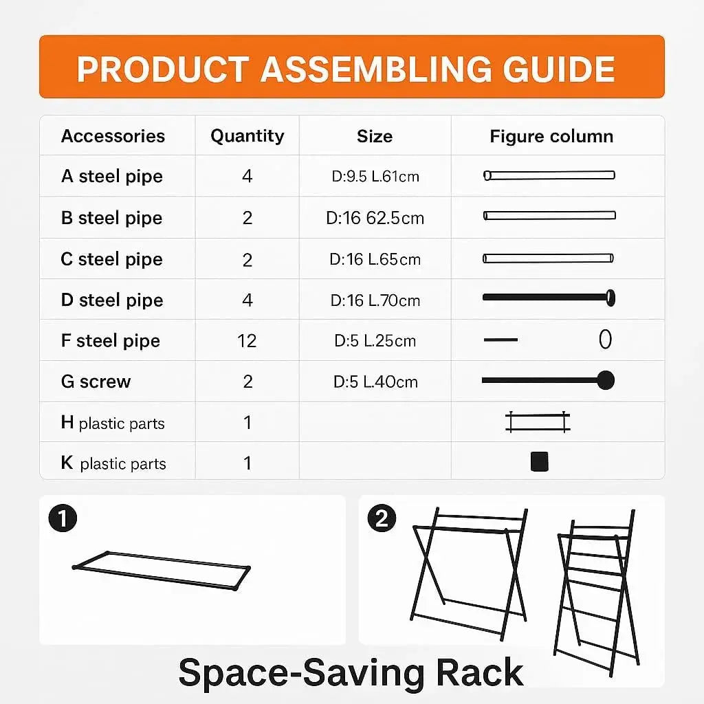 Foldable Metal Clothes Drying Rack with Shoe Storage Shameer 
