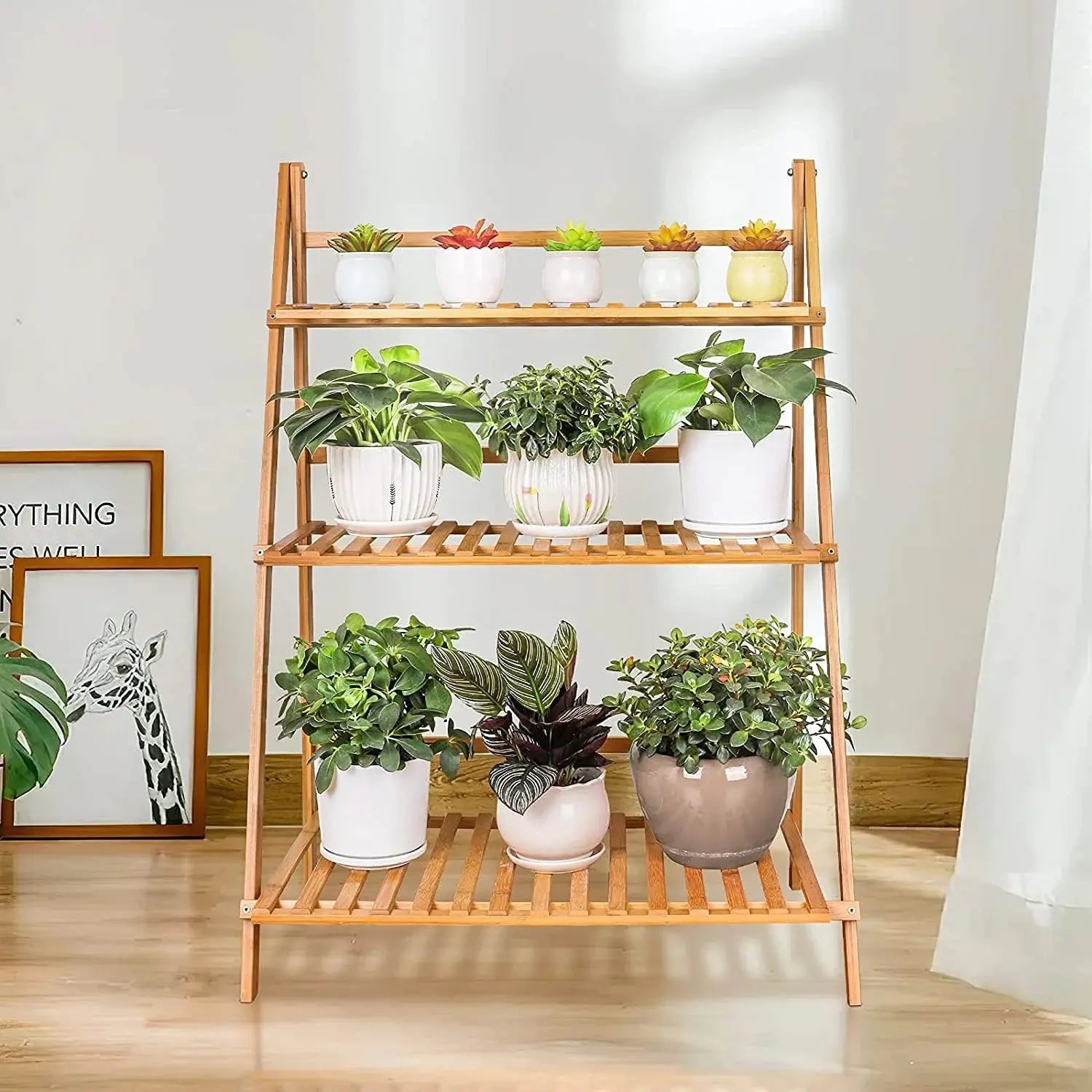 Foldable Plant Stand – 3 Tier Wooden Flower Pot Rack Scrollcart Qatar 