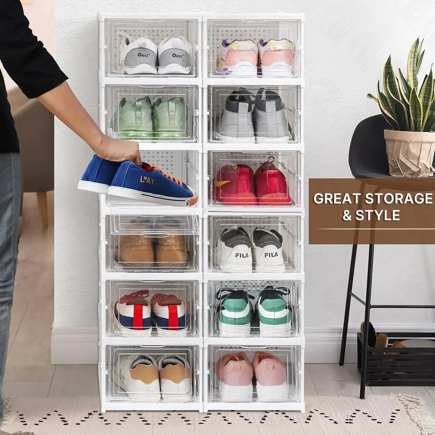 Foldable Shoe Rack & Cabinet Organizer-Storage Boxes with Transparent Door Scrollcart Qatar 