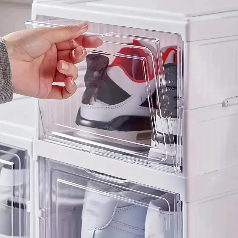 Foldable Shoe Rack & Cabinet Organizer-Storage Boxes with Transparent Door Scrollcart Qatar 