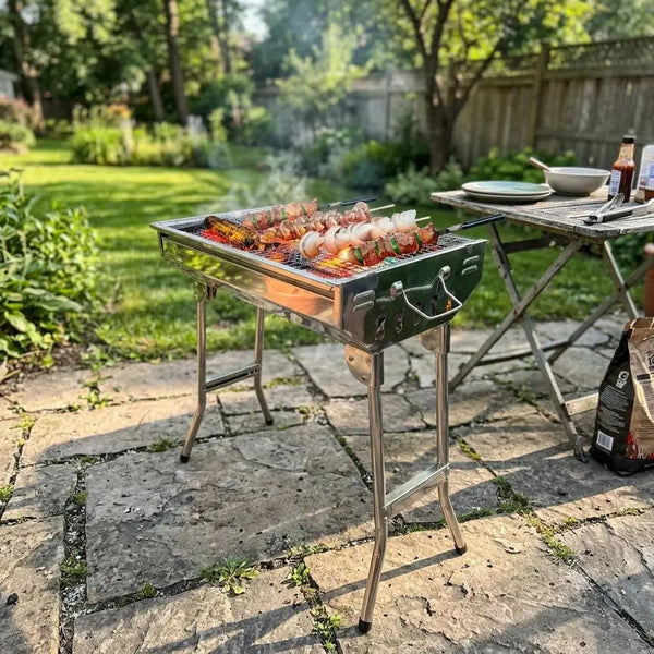 Foldable Stainless Steel Charcoal BBQ Grill for Camping Scrollcart Qatar 
