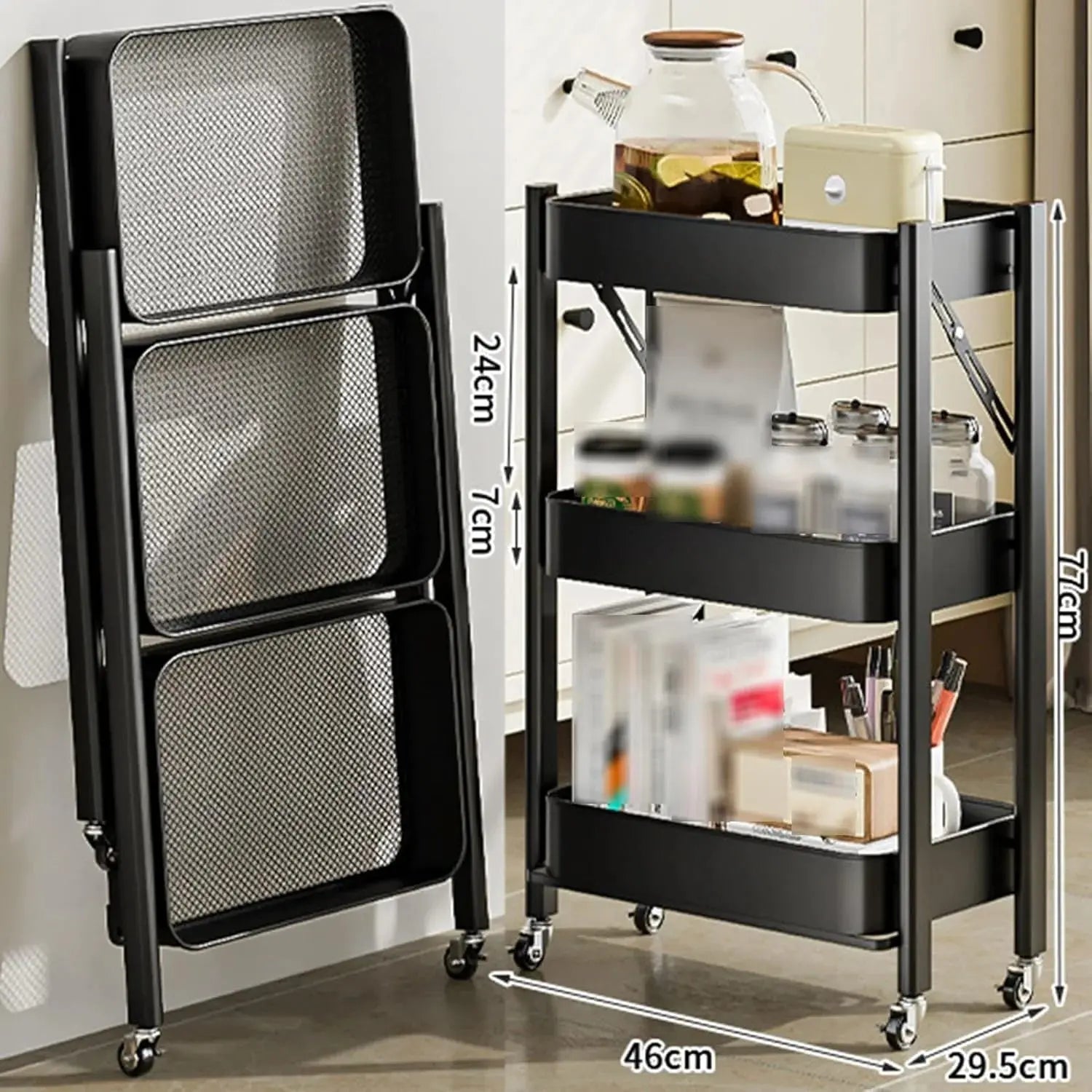 Foldable 3-Tier Storage Rack with Wheels Price Doha Qatar