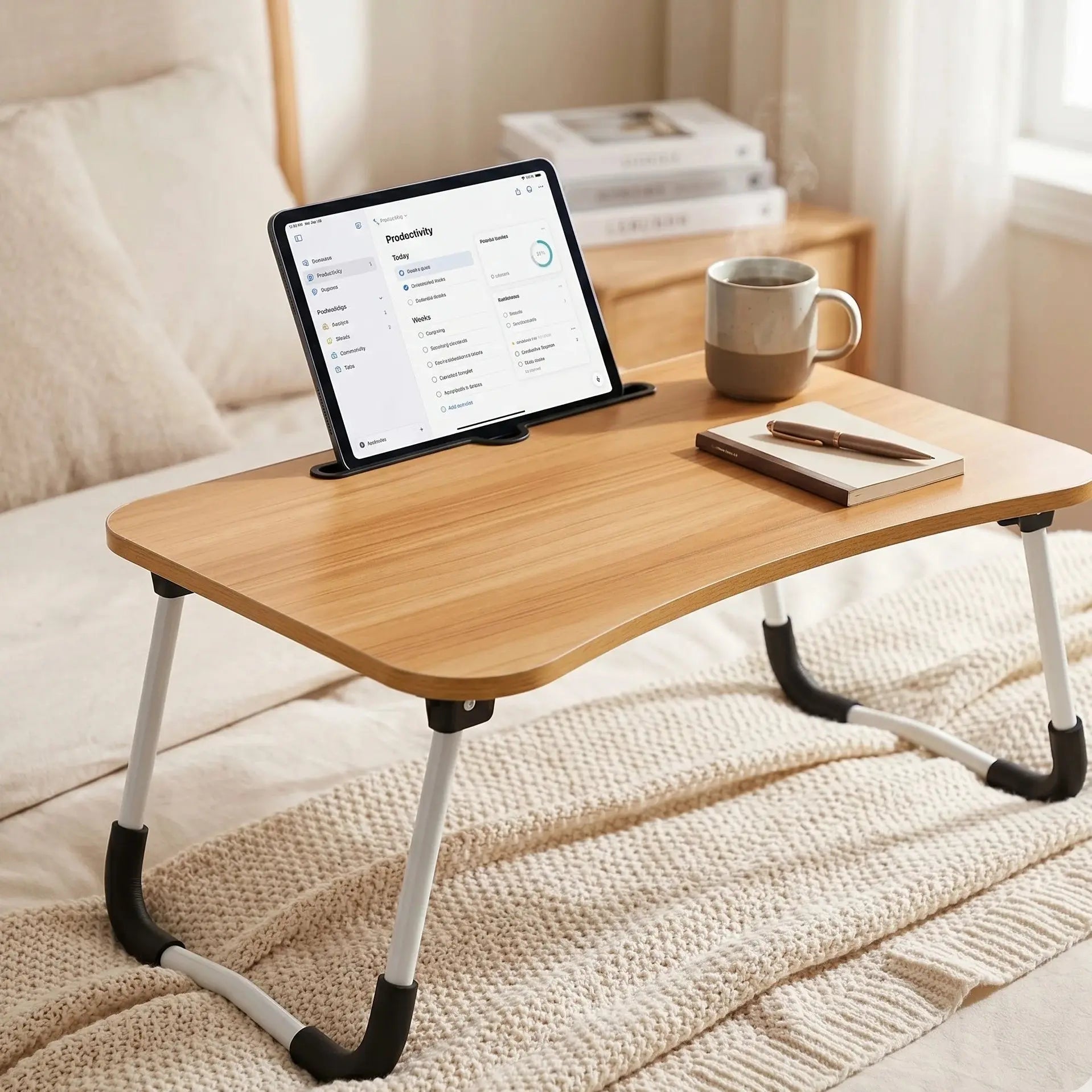 Foldable Wooden Laptop Bed Table Scrollcart Qatar 