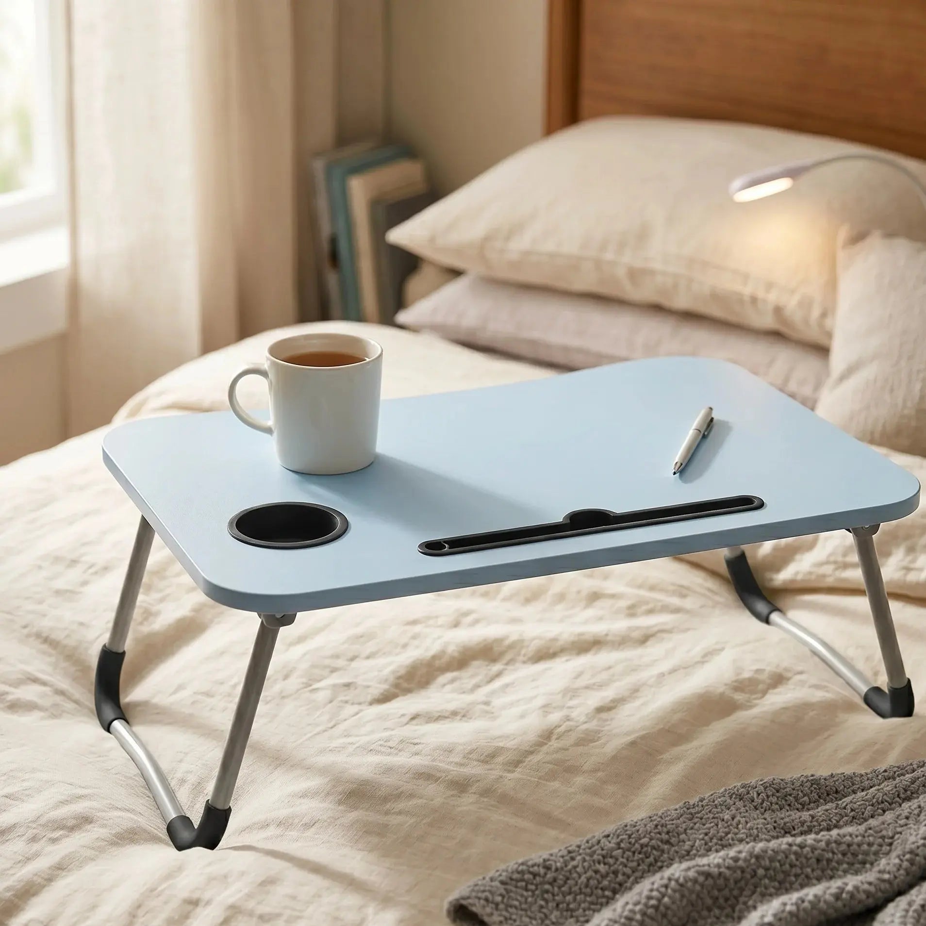 Foldable Wooden Laptop Bed Table Scrollcart Qatar 