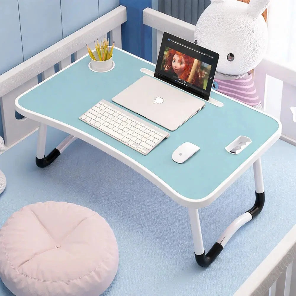 Foldable Wooden Laptop Table with USB Portable Study Desk Scrollcart Qatar 