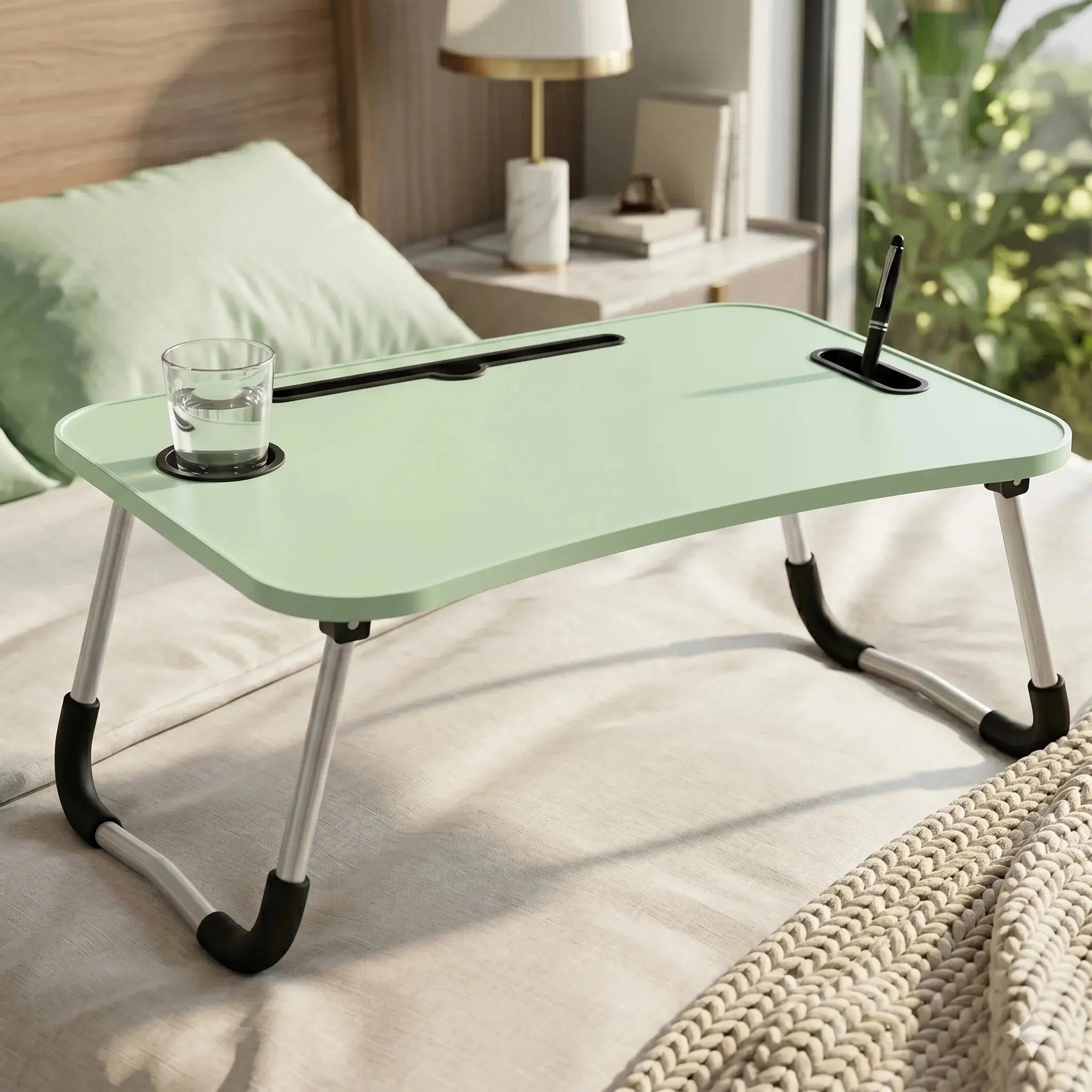 Foldable Wooden Laptop Table with USB Portable Study Desk Scrollcart Qatar 