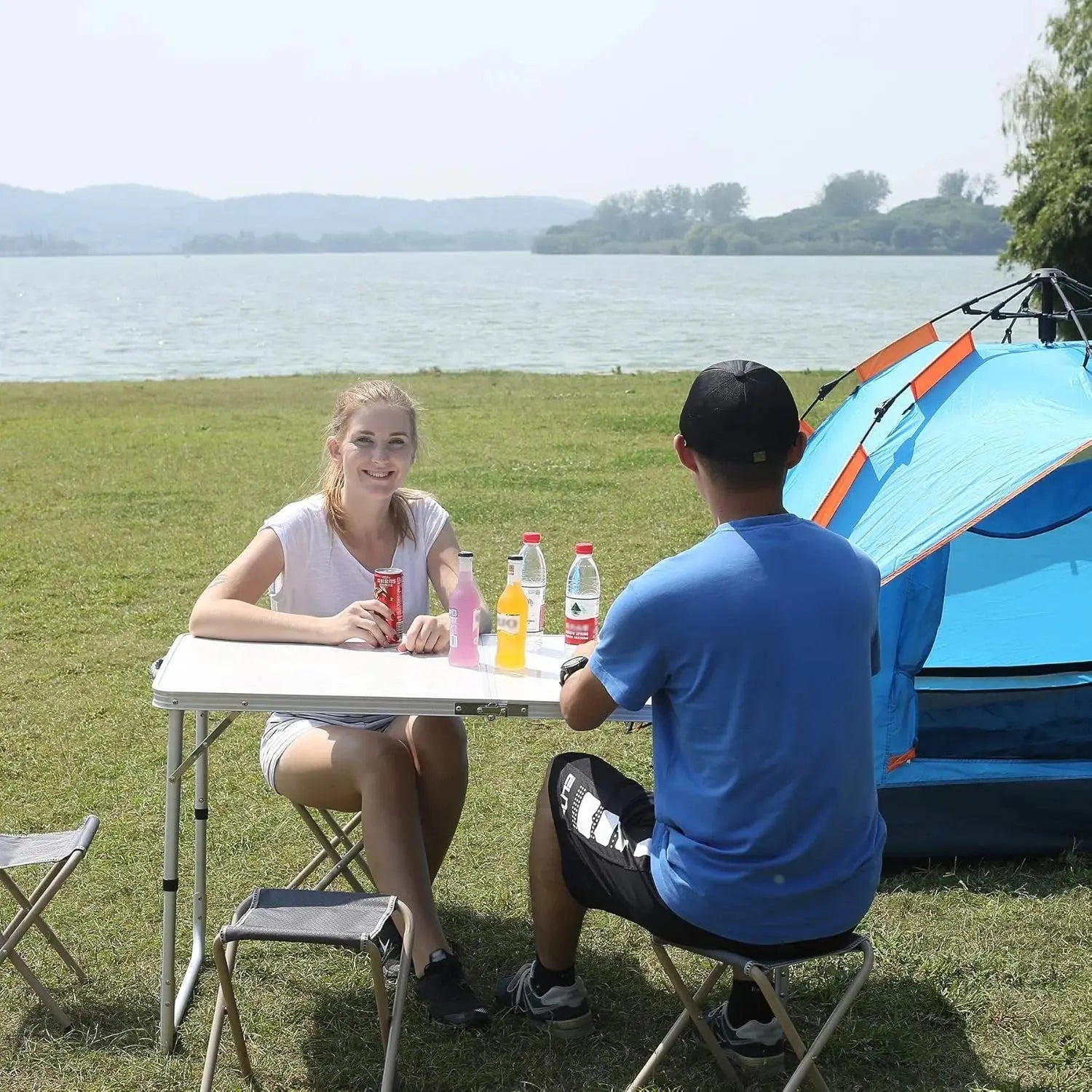 Folding Aluminum Camping Table – Adjustable Height, Lightweight & Portable