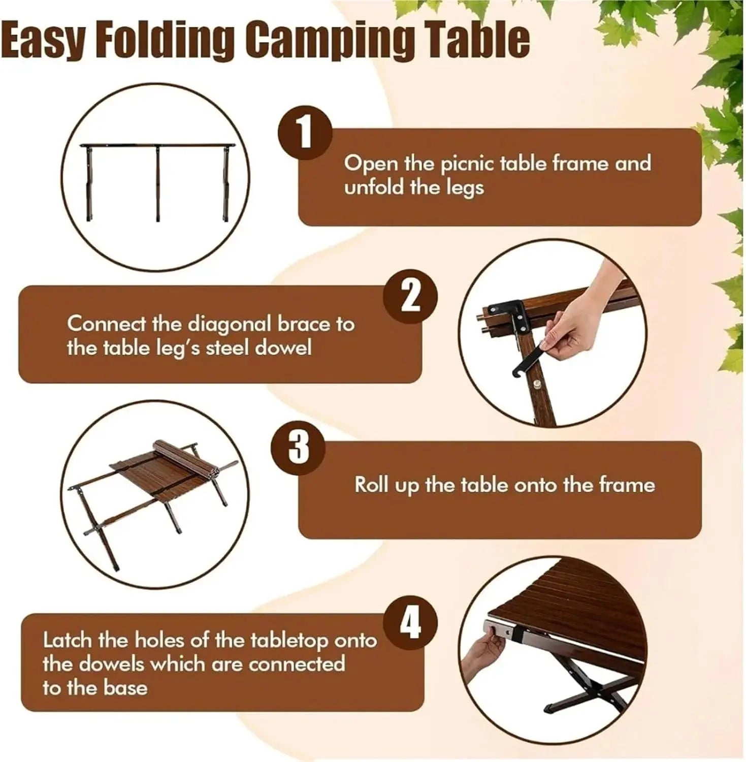 Folding Bamboo Camping & Outdoor Table with Carry Bag qatar