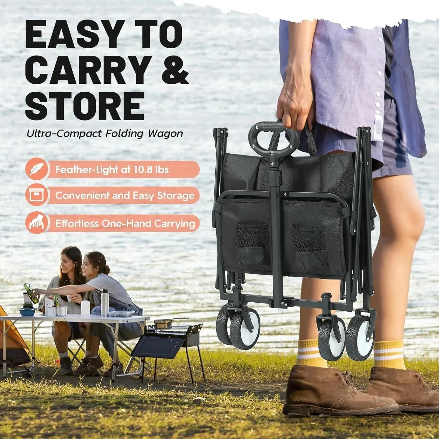 Folding Wagon Trolley Cart for Camping & Beach in Doha Qatar – Heavy Duty Collapsible Cart