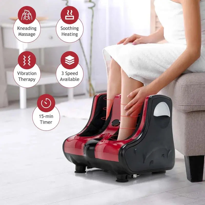 Foot & Calf Massager Machine – Shiatsu Leg and Foot Massager with Kneading, Rolling, Vibration, Heat & 3 Massage Modes Qstar 