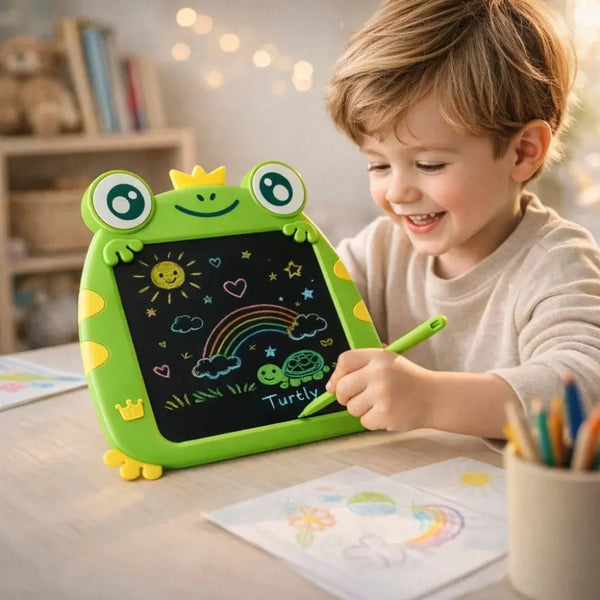 Frog Shape LCD Writing & Drawing Tablet for Kids – Reusable Doodle Board with Stylus Scrollcart Qatar 