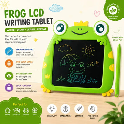 Frog Shape LCD Writing & Drawing Tablet for Kids – Reusable Doodle Board with Stylus Scrollcart Qatar 