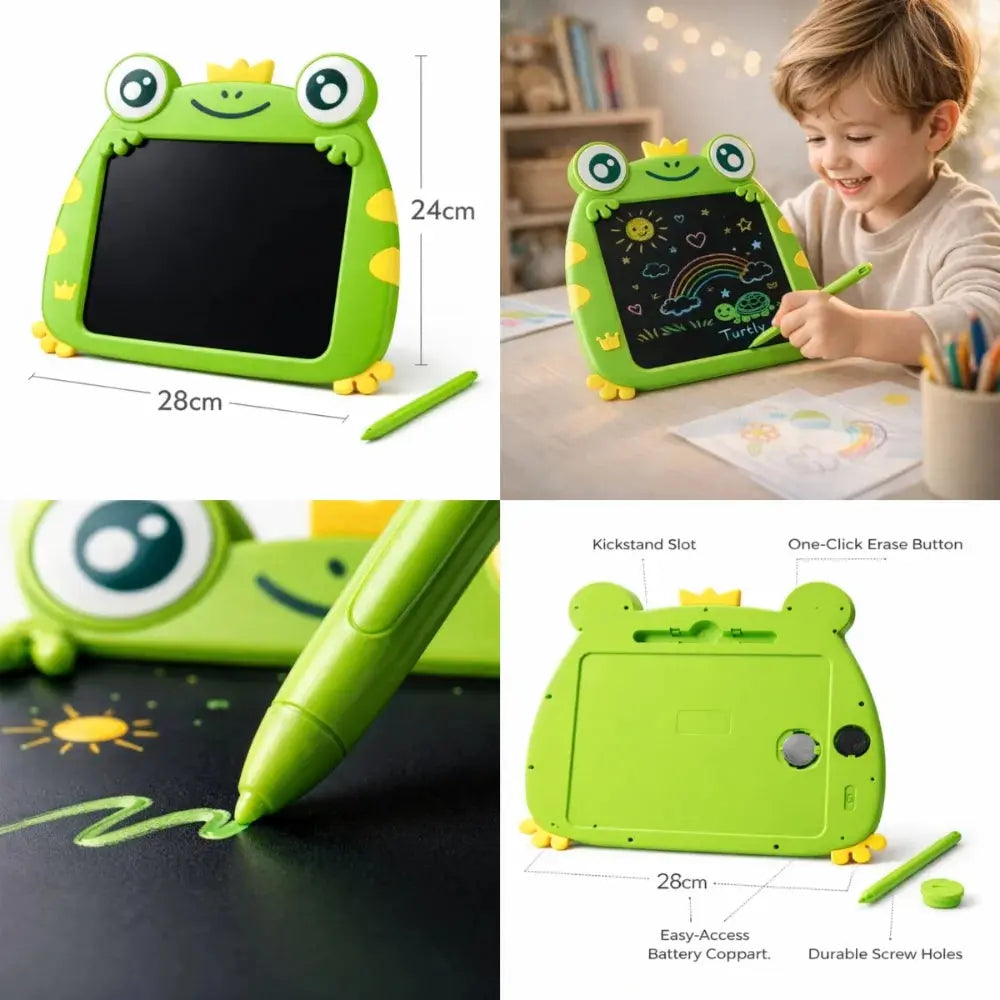Frog Shape LCD Writing & Drawing Tablet for Kids – Reusable Doodle Board with Stylus Scrollcart Qatar 