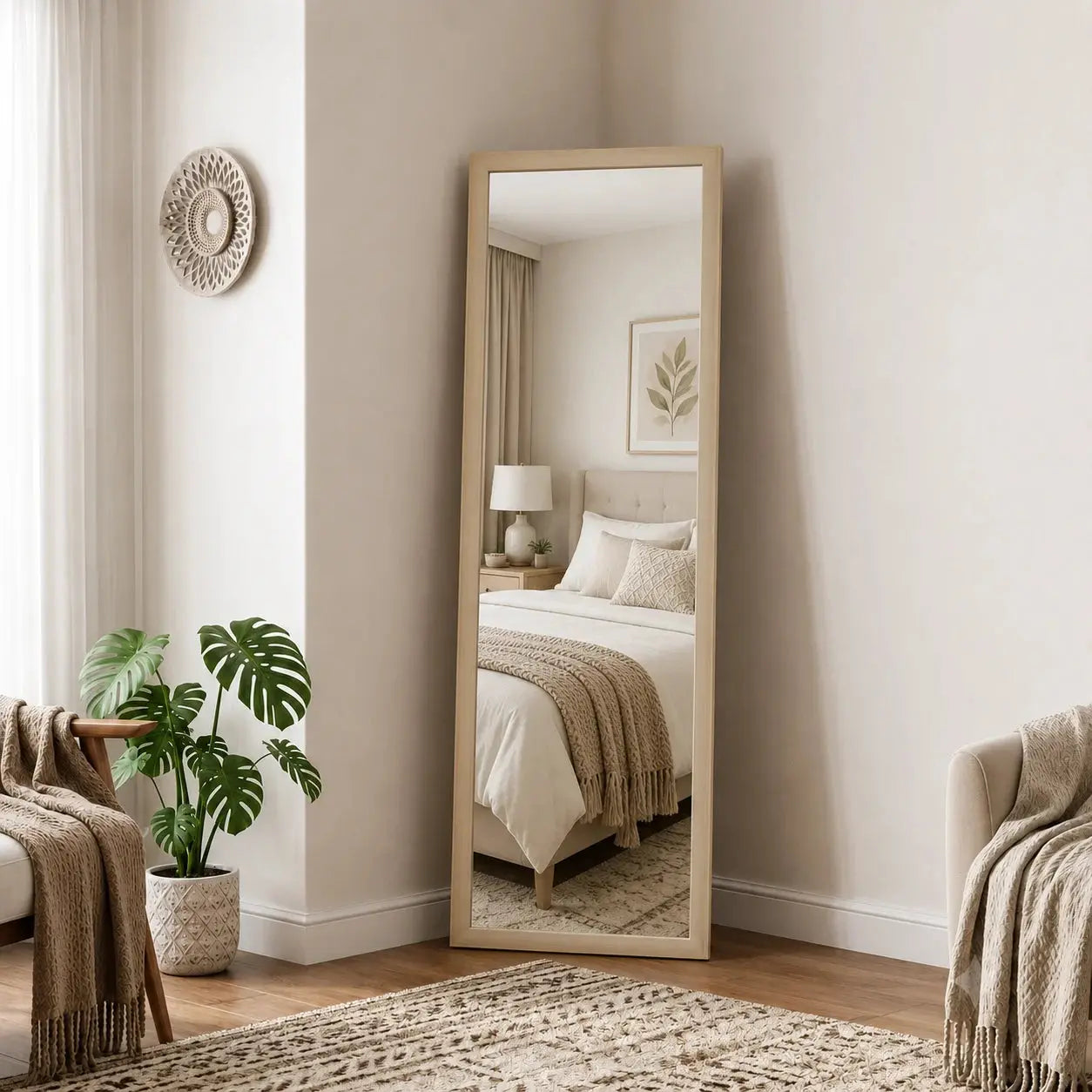 Full Length Dressing Mirror-Wood Framed HD Wall Mirror Scrollcart Qatar 