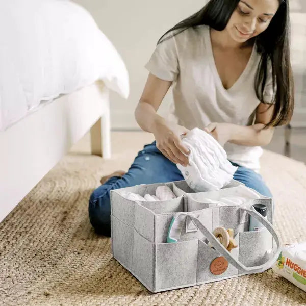Muti-purpose Felt Diaper Caddy - Storage Bag for Baby, Nursery & Home Organization - Scrollcart Qatar