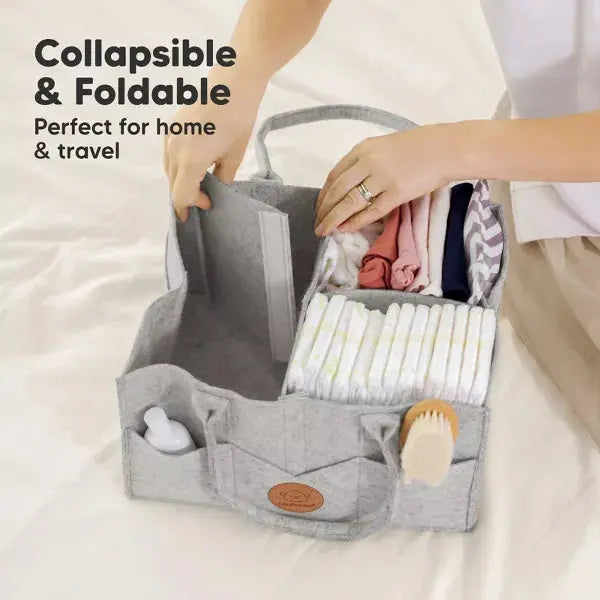 Muti-purpose Felt Diaper Caddy - Storage Bag for Baby, Nursery & Home Organization - Scrollcart Qatar