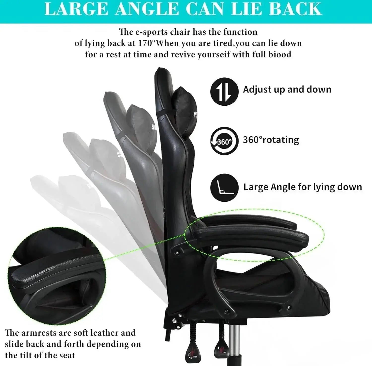 Gaming Chair - PU Leather Adjustable High-Back Computer Chair United 