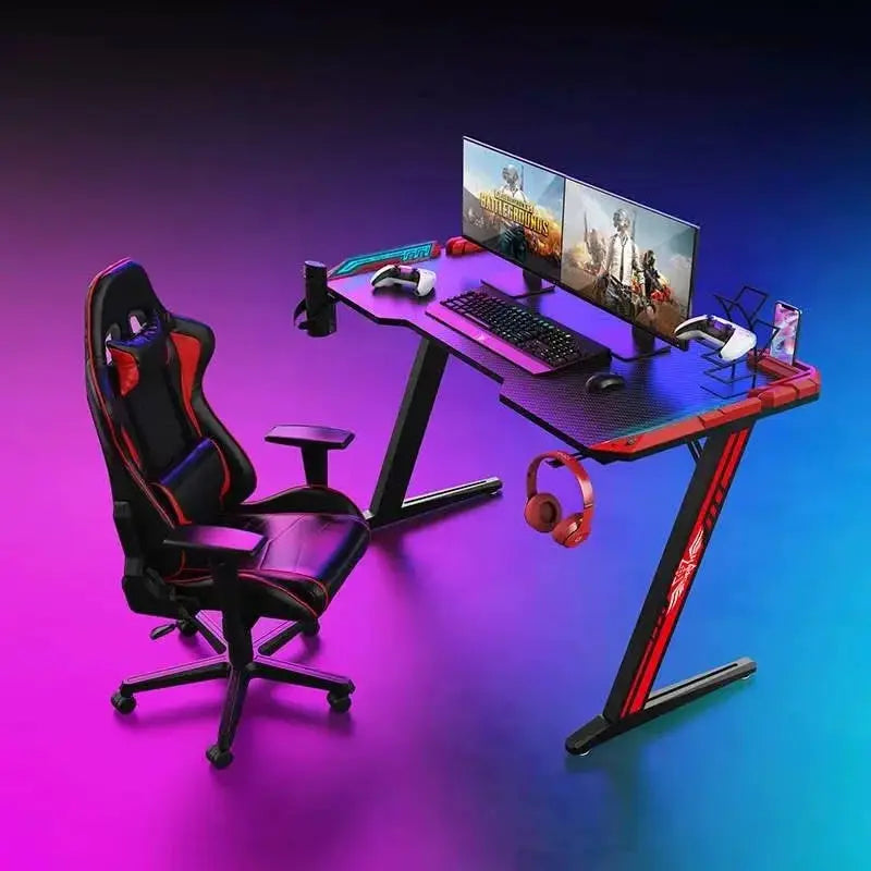 Z-Shape RGB Gaming Desk 120×60×75cm with Carbon Fiber Surface in Doha Qatar
