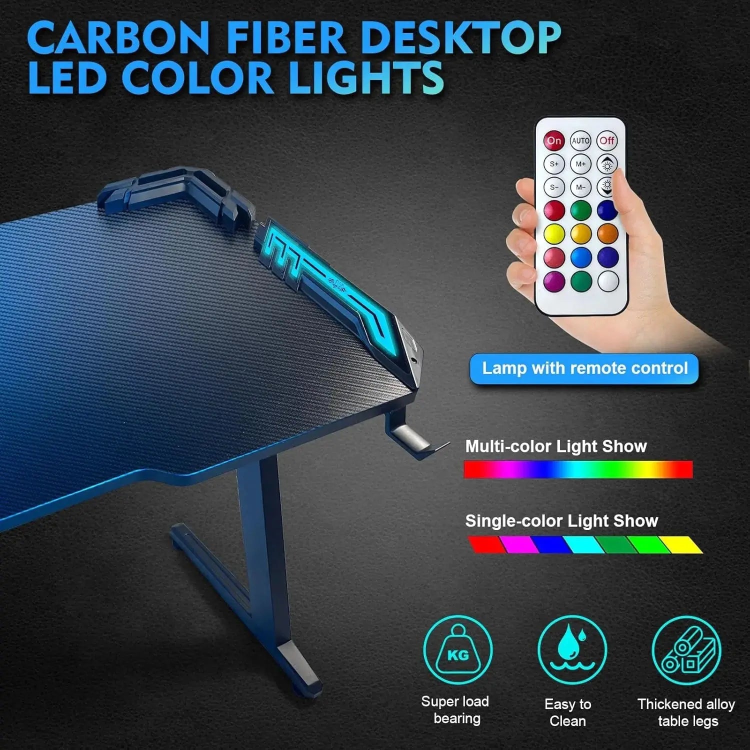Z-Shape RGB Gaming Desk 120×60×75cm with Carbon Fiber Surface in Doha Qatar