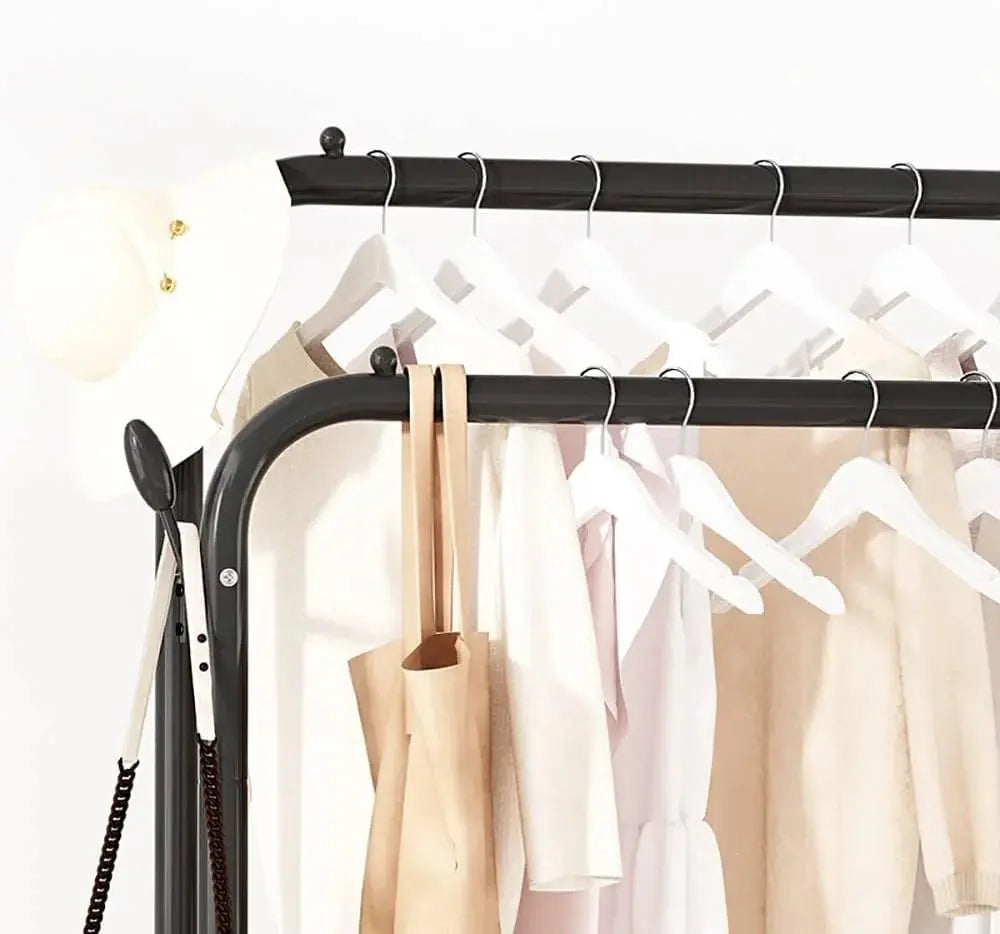 Garment Rack with Shelves - Double Rail Clothes Rack Scrollcart Qatar 