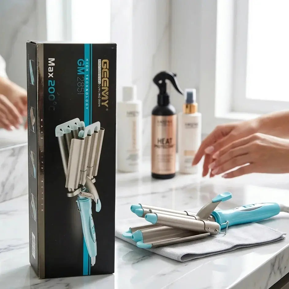Geemy Hair Curling Iron – 5 Wave Ceramic Styling Tool New Robinson 