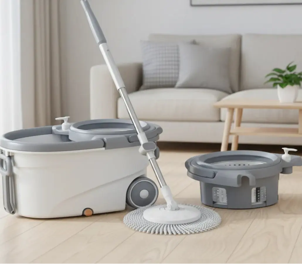 Spin Mop and Bucket Set with Wheels – 360° Rotating Stainless Steel Mop for Effortless Cleaning Scrollcart Qatar 