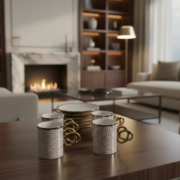 Geometric Luxury Coffee Cup Set 12 Pieces Price Doha Qatar