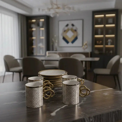 Geometric Luxury Coffee Cup Set 12 Pieces Price Doha Qatar