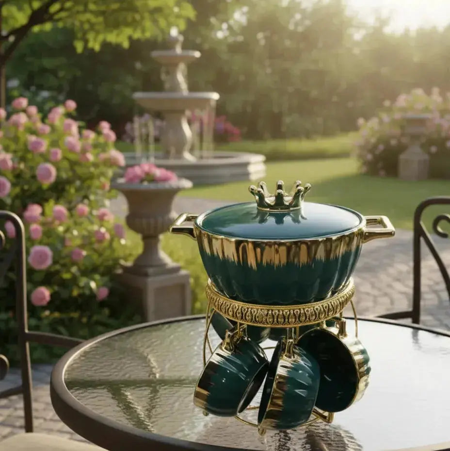 Luxurious Glass Soup Serving Set with Gold Veining Qatar