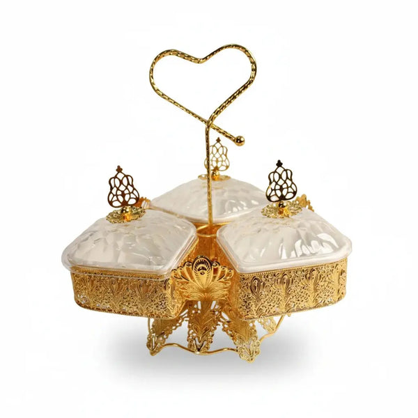 Gold Serving Set with 3 Glass Bowls Price Doha Qatar