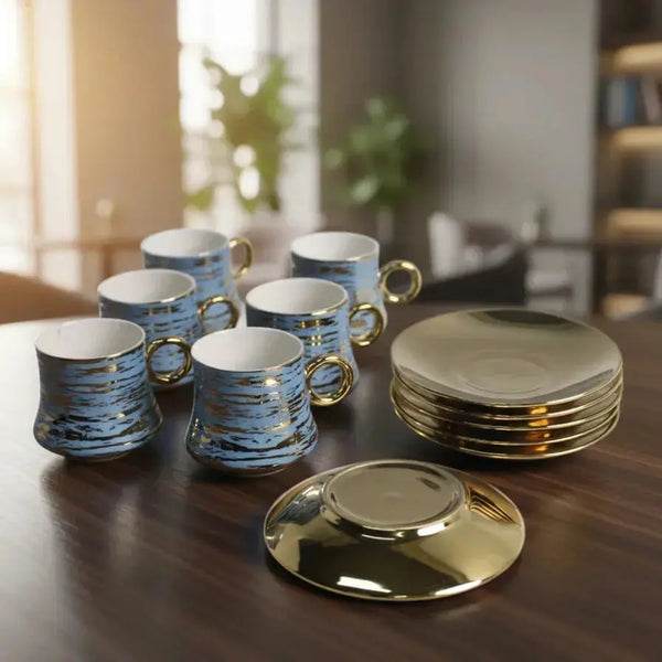 Luxury Coffee Cup Set – 12 Pieces| Golden Engravings Qatar