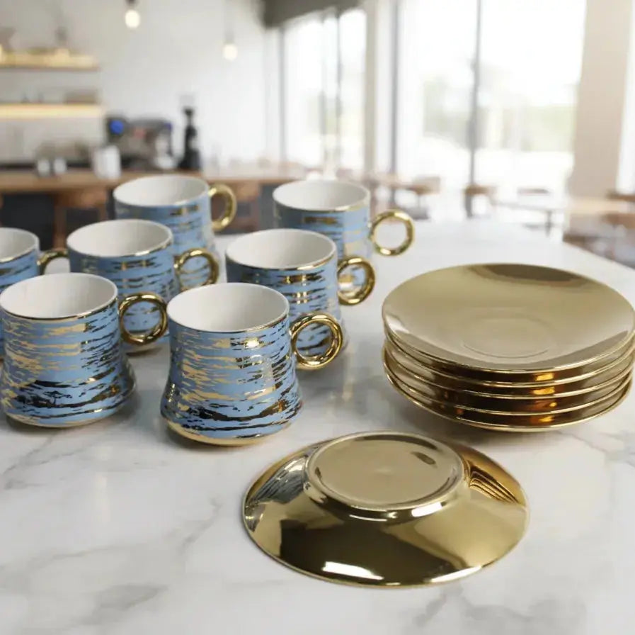 Luxury Coffee Cup Set – 12 Pieces| Golden Engravings Qatar