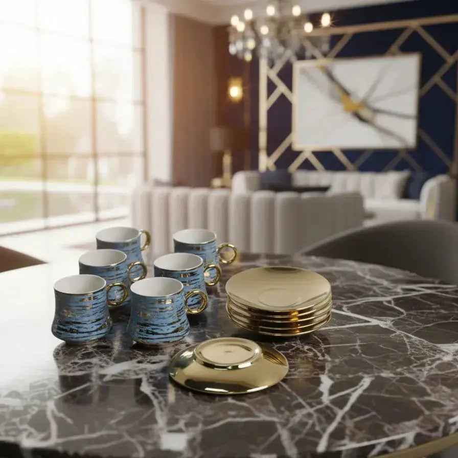 Luxury Coffee Cup Set – 12 Pieces| Golden Engravings Qatar