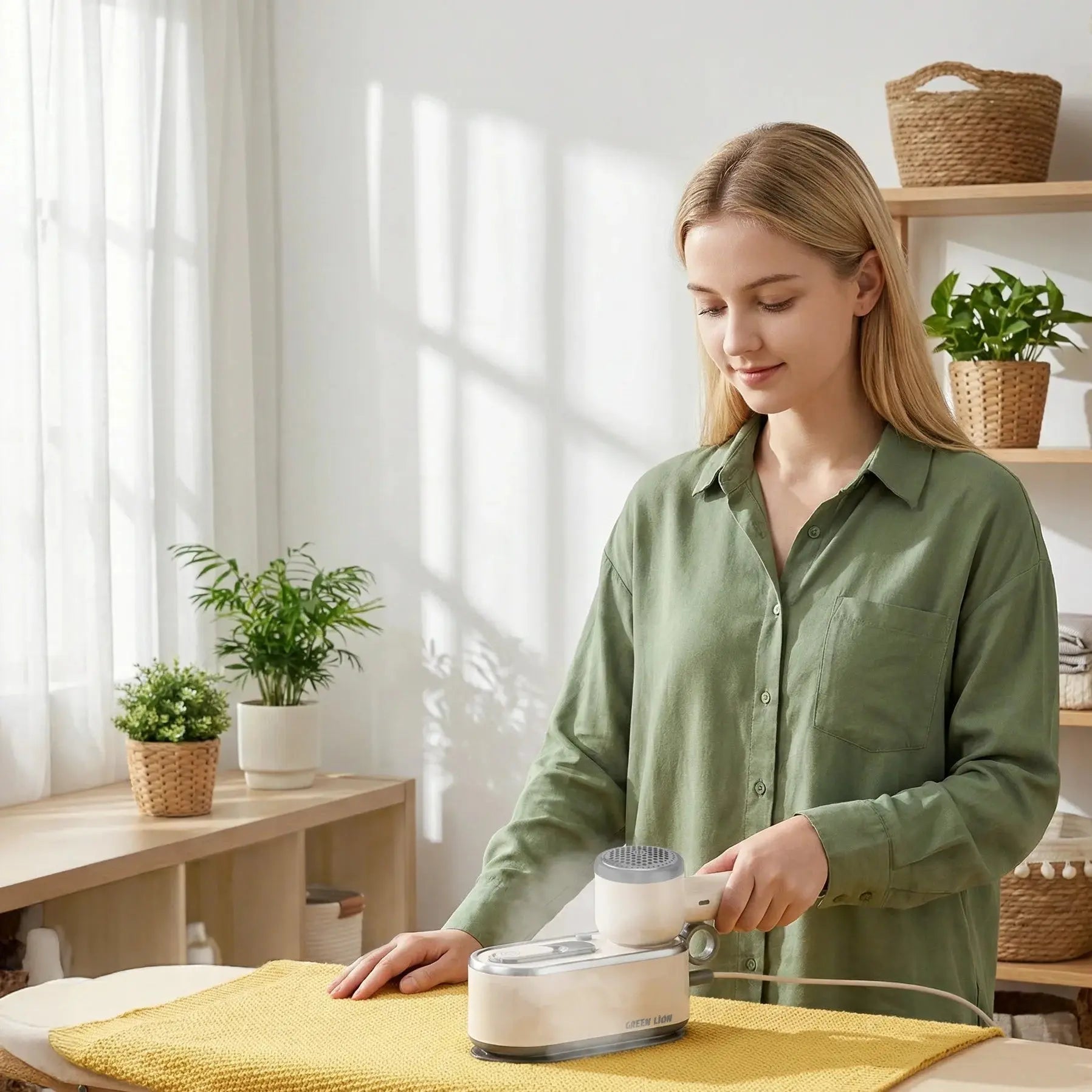 Green Lion 3-in-1 Handheld Garment Care -Dry Iron, Steamer & Lint Remover Scrollcart Qatar 