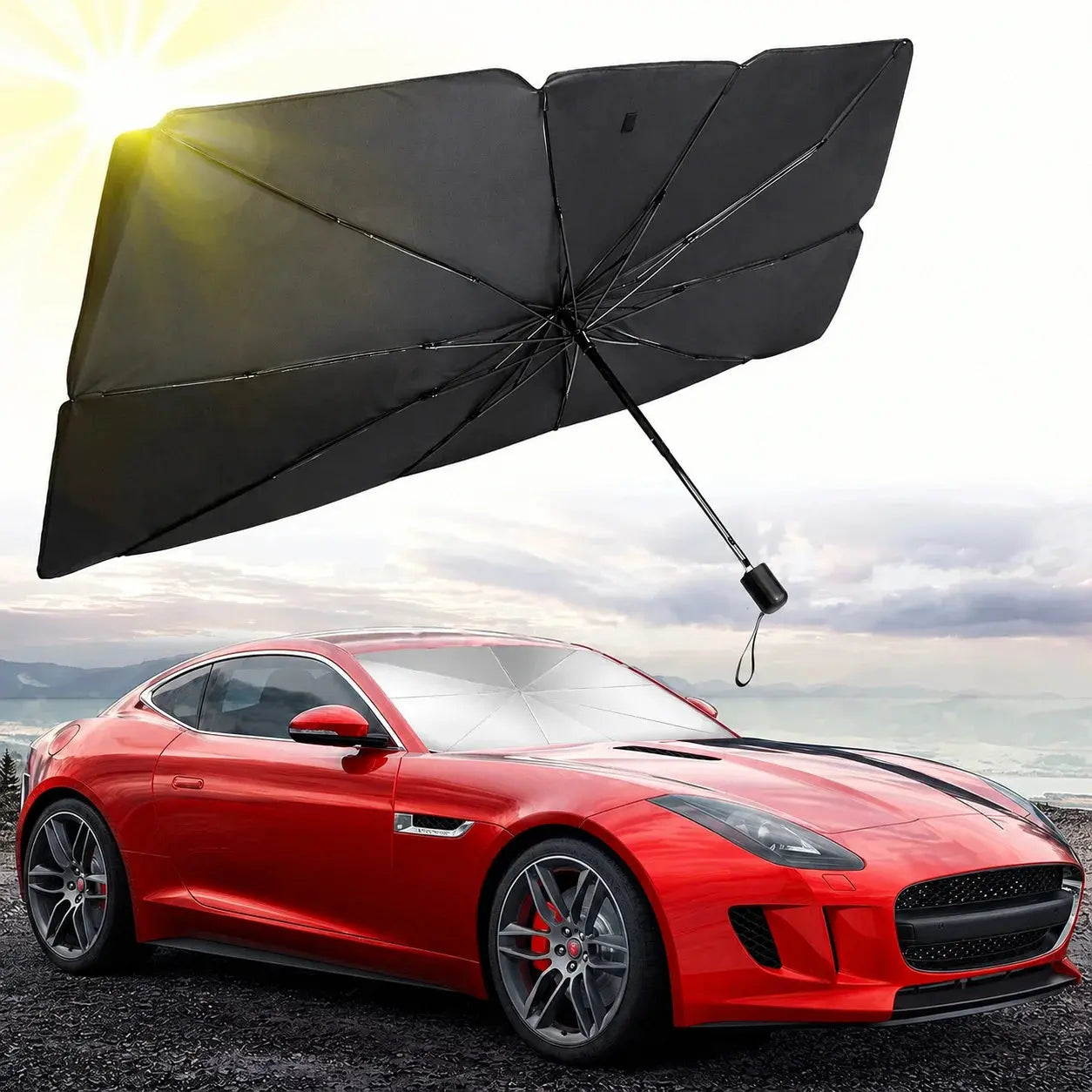 Green Lion Car Windshield Umbrella Sunshade | UV Protection Foldable Car Sun Shade Scrollcart Qatar  Scrollcart Qatar