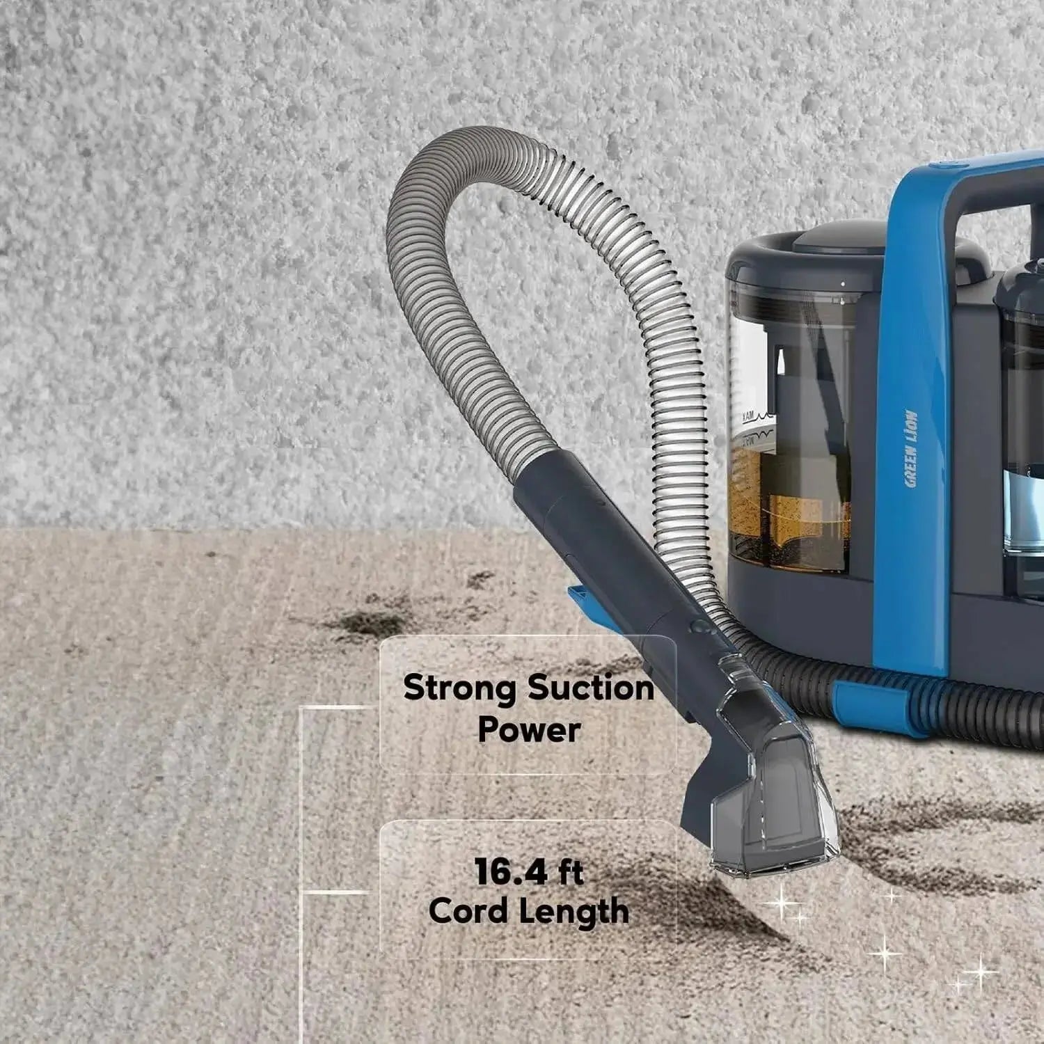 Green Lion Carpet Cleaner Pro 600W - 15kPa Powerful Suction - Dual Water Tank Qstar 