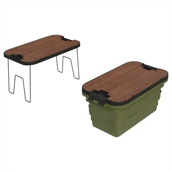 Green Lion Folding Basket with Built-In Table 32L – PP and TPE, Green Scrollcart Qatar 