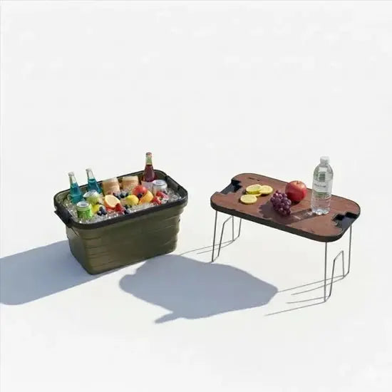 Green Lion Folding Basket with Built-In Table 32L – PP and TPE, Green Scrollcart Qatar 