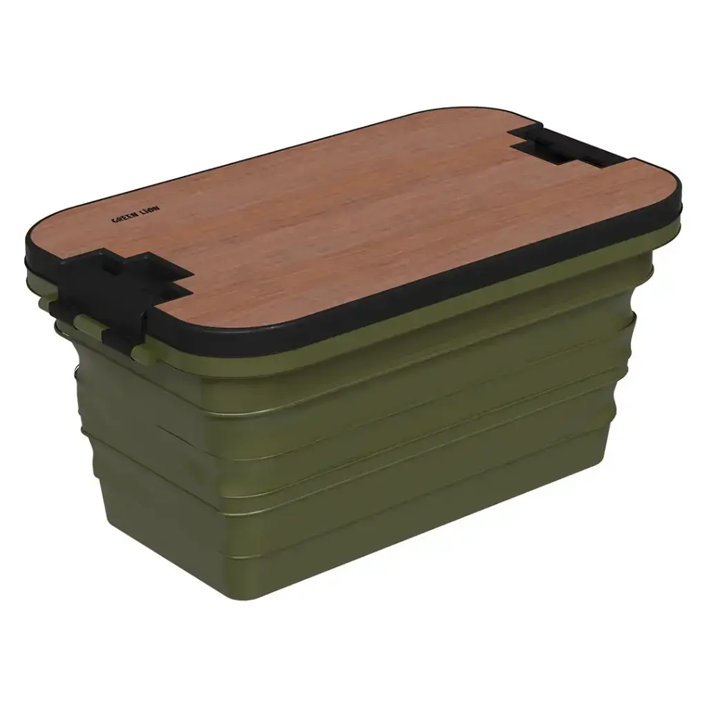 Green Lion Folding Basket with Built-In Table 32L – PP and TPE, Green Scrollcart Qatar 