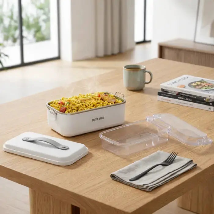 Green Lion GLB-20 Stainless Steel Electric Lunch Box – 1L Portable Food Warmer Scrollcart Qatar 