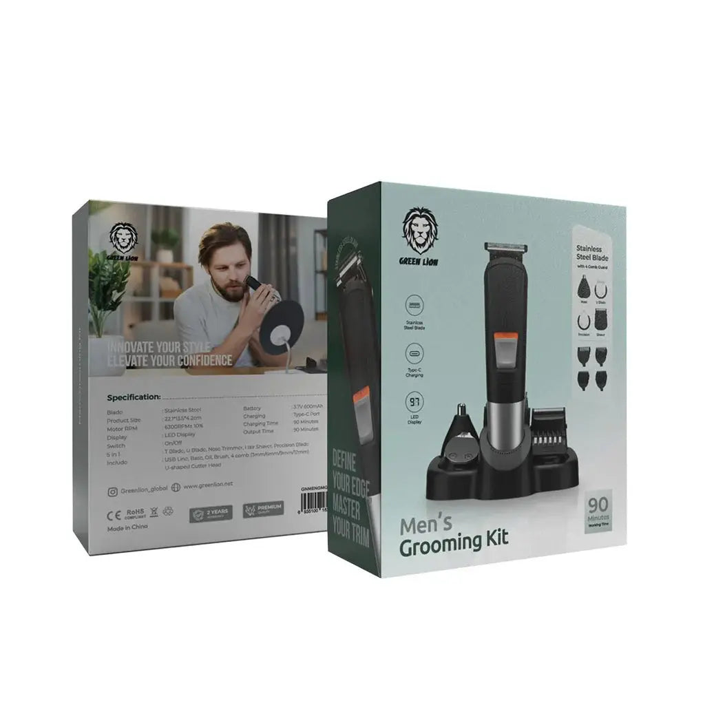 Green Lion Men Grooming Set stainless-steel-trimmer-Black Marhaba international 