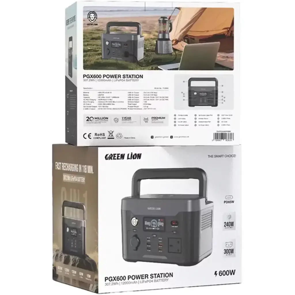 Green Lion PGX600 Portable Power Station 600W 307.2Wh LiFePO4 Scrollcart Qatar 