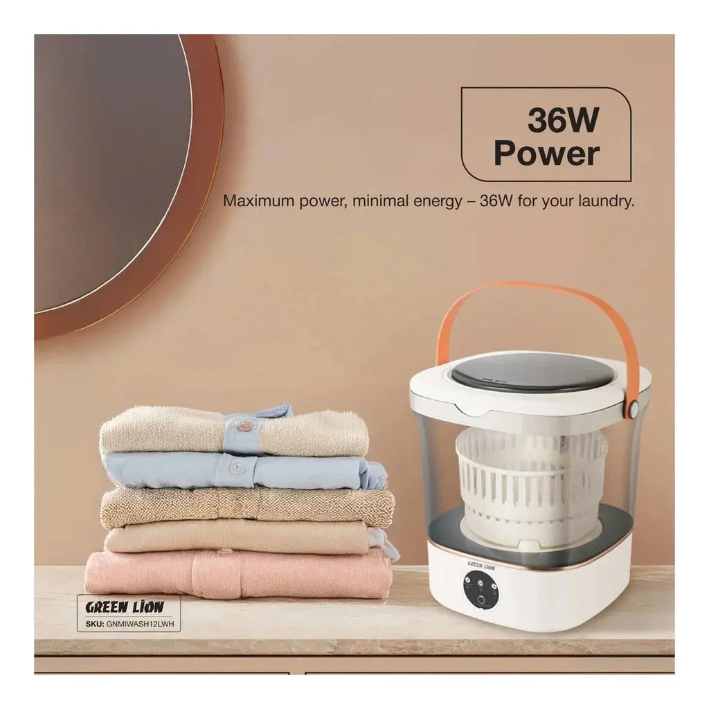 Green Lion Portable 12L Washing Machine – White, UV Sterilization & Quick Wash Scrollcart Qatar 