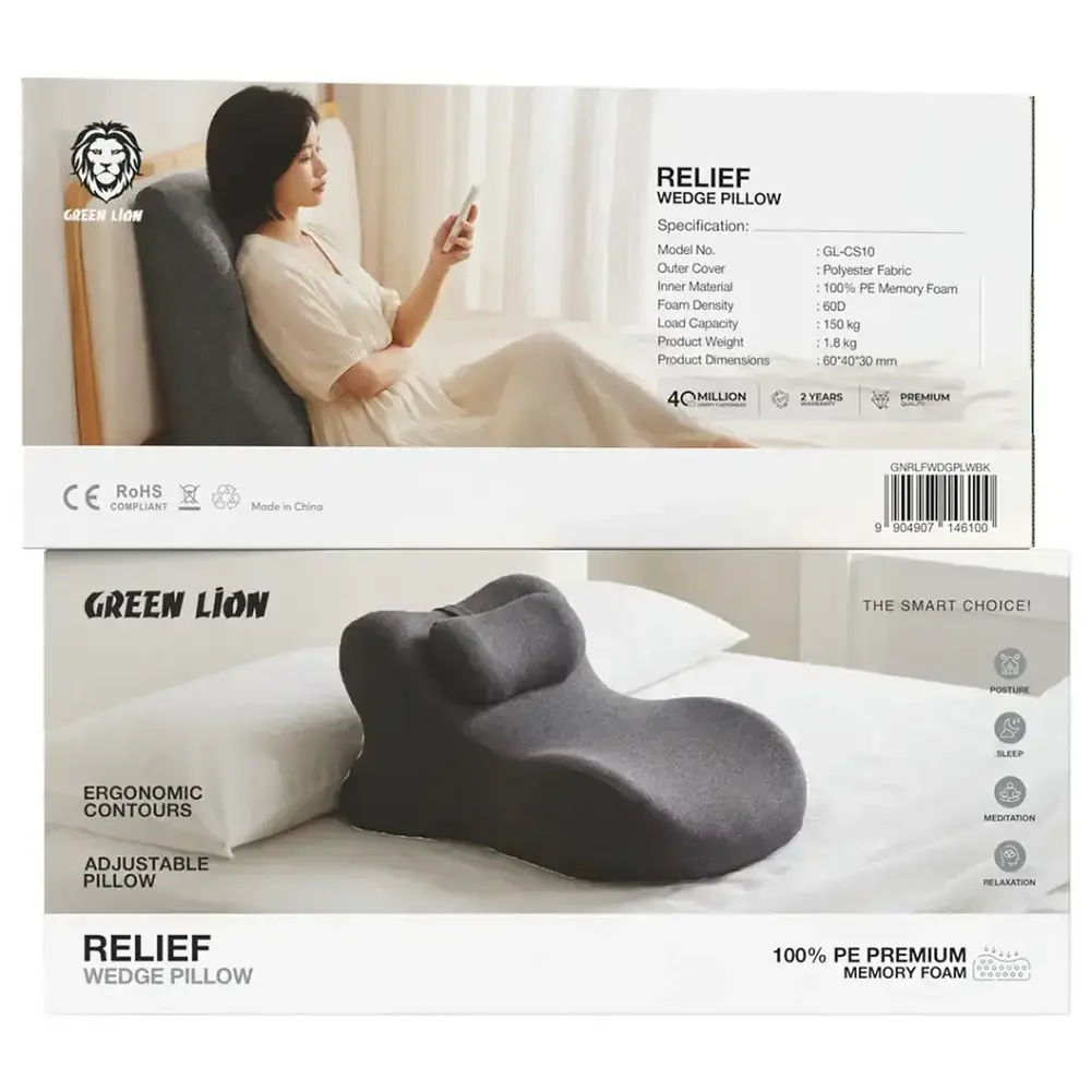Green Lion Relief Wedge Pillow (GL-CS10) Scrollcart Qatar 