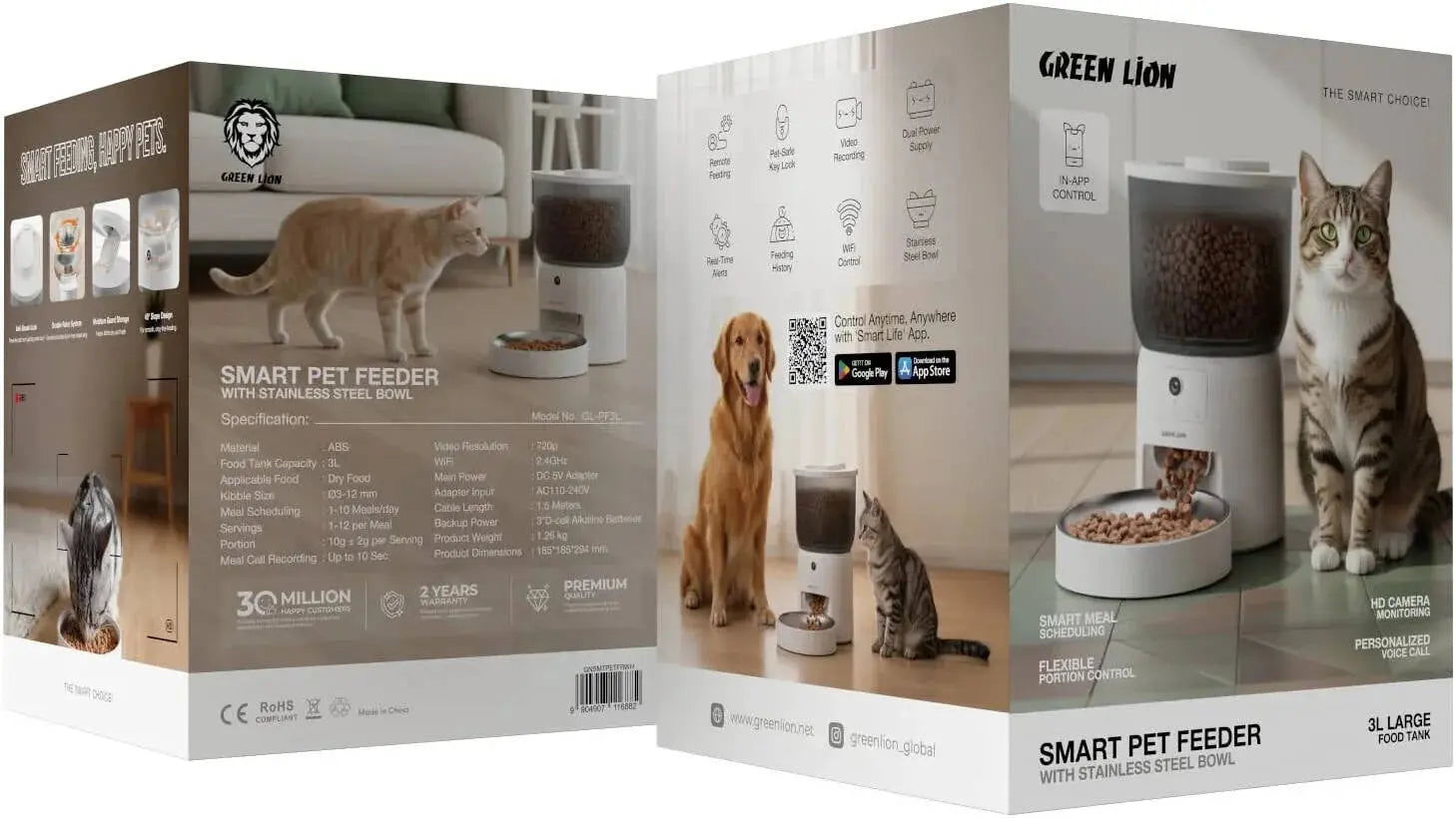Green Lion Smart Pet Feeder with HD Camera & 3L Tank Scrollcart Qatar 