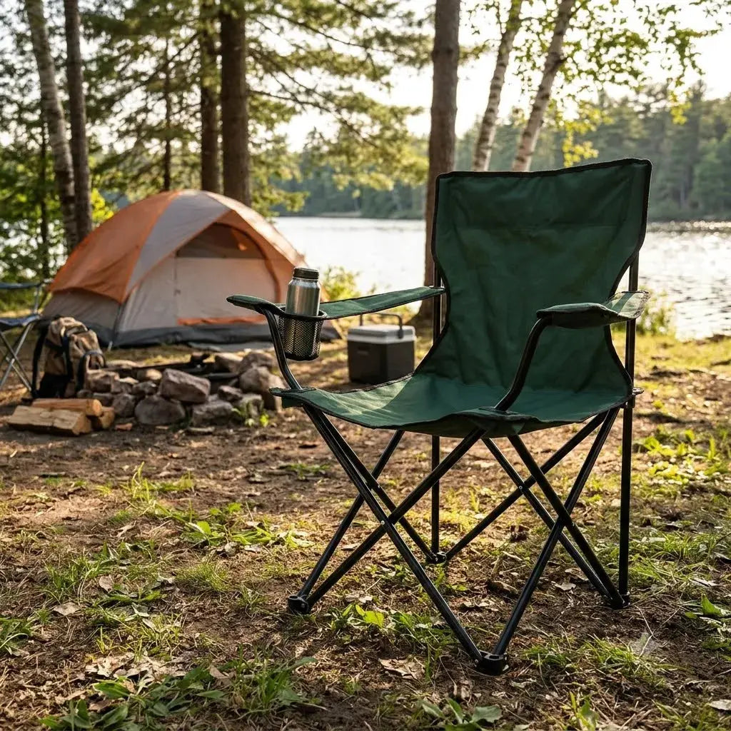 Green and Black Foldable Beach Chair for Camping Scrollcart Qatar 