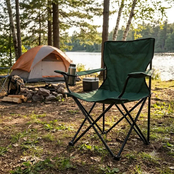 Green and Black Foldable Beach Chair for Camping Scrollcart Qatar 