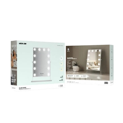 Green Lion Glam Shine Makeup Mirror – 12 LED Lights, 3 Color Modes, 360° Rotation Marhaba international 