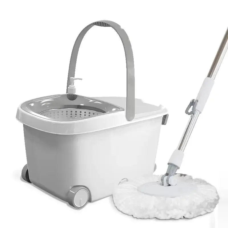Flat Mop and Bucket Set with Wheels & Drainage Spout Scrollcart Qatar 